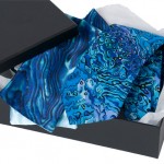 Boxed tie and ladies paua scarf